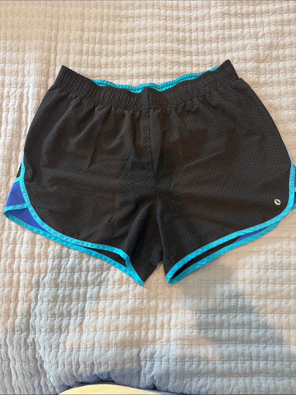 Xersion Black Athletic Shorts with Turquoise Trim